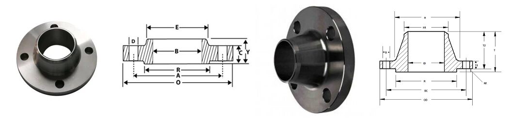 SS Weld Neck Flanges Dimensions